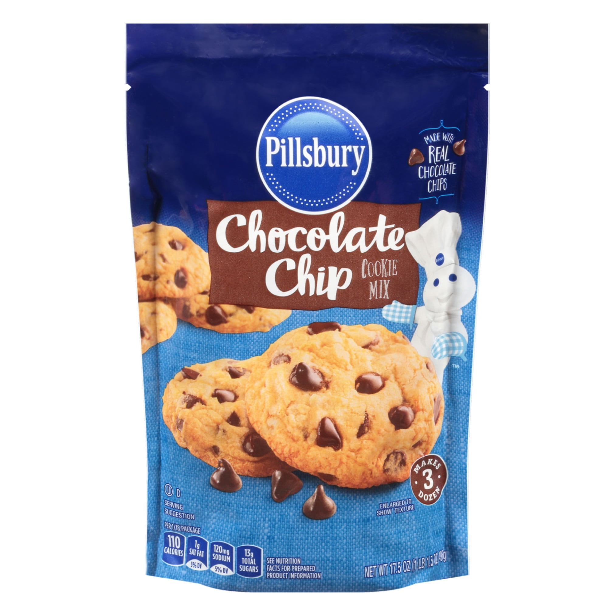 (2 pack) Pillsbury Chocolate Chip Cookie Mix, 17.5 oz Pouch
