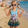 thumbnail image 3 of Xixirimido Cows Vibrant Floral Print Modest Girls’ Swimwear One Piece – Hawaiian Skirted Bathing Suit with Built-in Shorts, Sleeveless UPF 50+ Swimsuits, 12-13 Years, 3 of 7