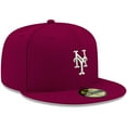 thumbnail image 3 of Men's New Era Cardinal New York Mets White Logo 59FIFTY Fitted Hat, 3 of 6