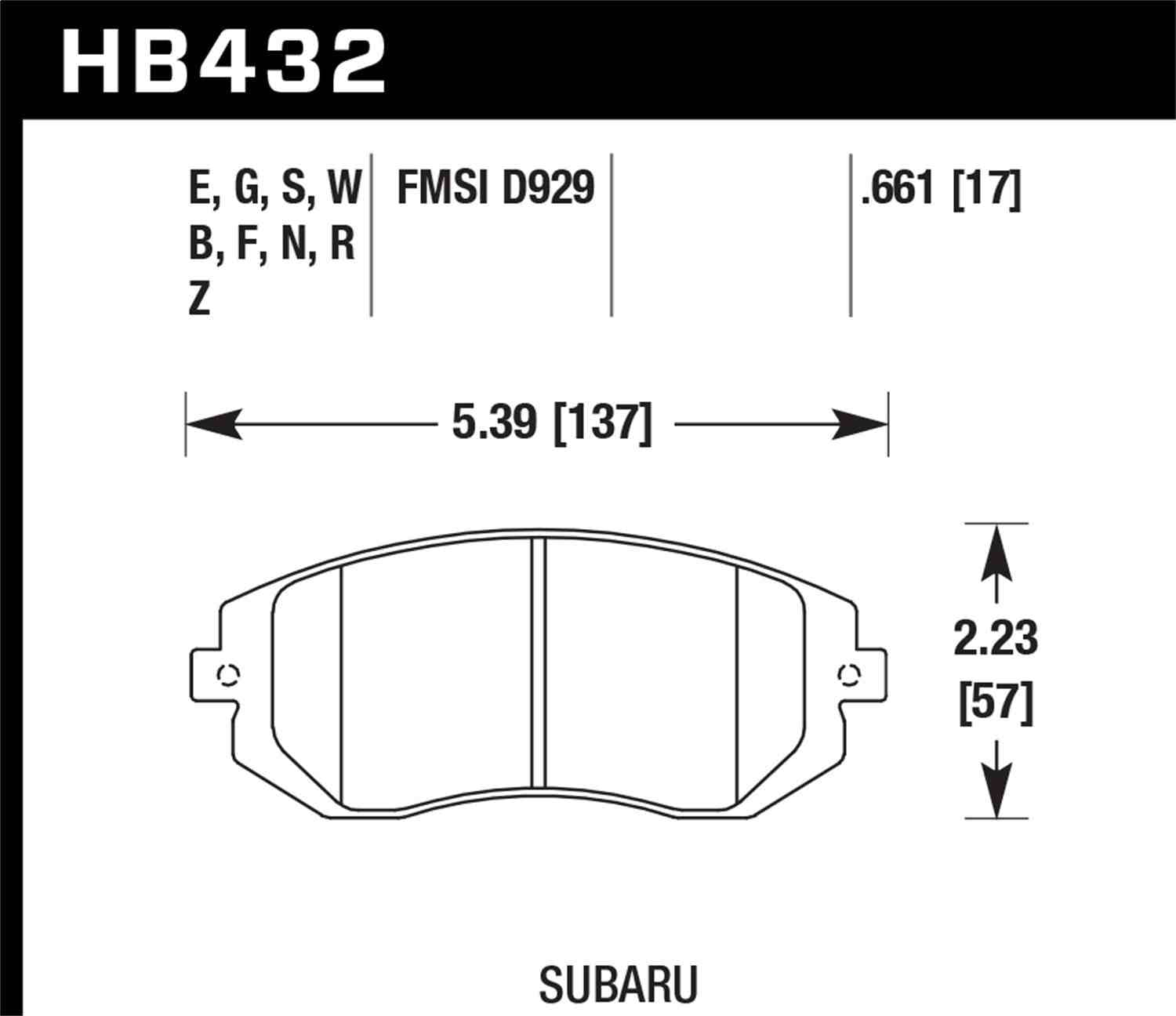 Hawk 03-05 WRX / 08 WRX D929 Performance Ceramic Street Front Brake Pads Fits select: 2010 SUBARU FORESTER XS, 2011 SUBARU OUTBACK 2.5I PREMIUM