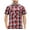 Red, variant on Men’s Casual Plaid Pockets Short Sleeve Collared Classic Button Down Shirt (Yellow, L)