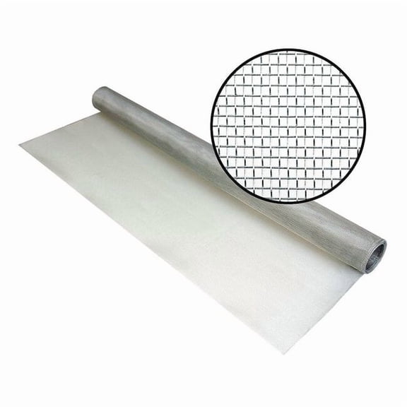 Aluminum Screen, Aluminum, 60 in W, 50 ft L, 0.01 in Wire Dia, Gray