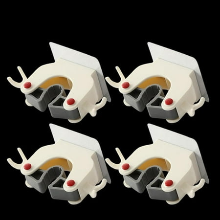 

[4Pack]Wall Mounted Clip Gripper Space Saving for Home Mop Broom Holder