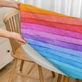 thumbnail image 3 of Striped Round Table Cloth Watercolor Rainbow Colored Horizontal Lines Elastic Edged Table Cover Fade And Stain Resistant Table Cloths Easy To Clean Fits Tables 40-44" Diameter, 3 of 6