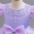 thumbnail image 5 of Lace Flower Sleeveless Gown Dress with Bow Decoration for Girls, Kids Wedding Bridesmaid Pageant Party Formal Long Gown Princess Tulle Floral Embroidery Girl Birthday Party Dresses - 2-10T, 5 of 7