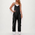 thumbnail image 2 of Olyvenn Jumpsuit for Women Dressy Casual Loose Sleeveless Spaghetti Strap Stretchy Wide Leg Long Pant Romper With Pockets Black S, 2 of 7