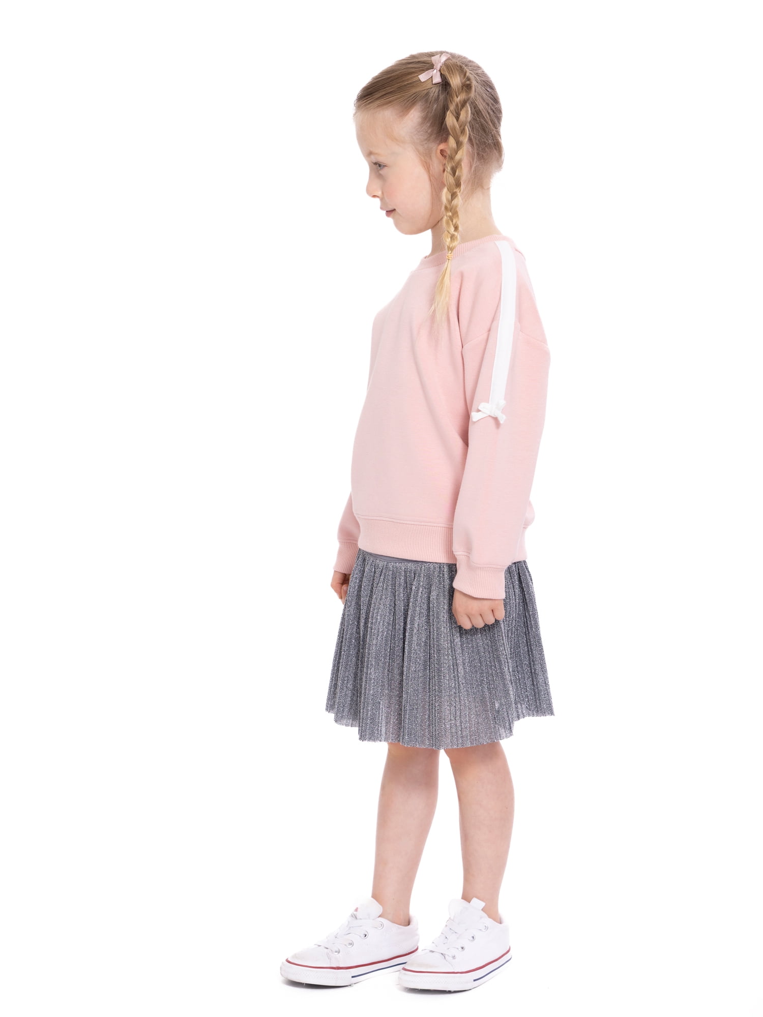 Wonder Nation Toddler Girls Crewneck Pullover with Bows, Sizes 12M-5T