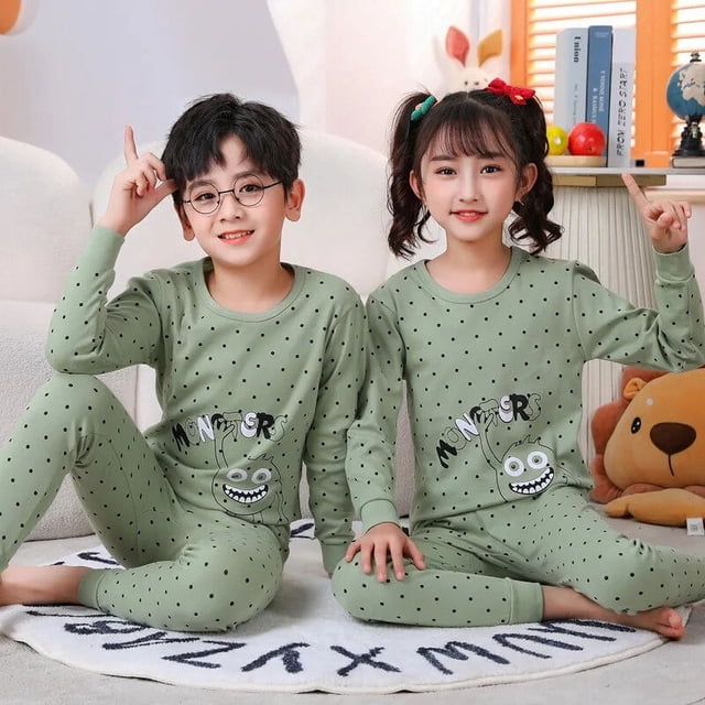 Pijamas para niños 2 4 5 6 7 8 9 10 11 12 13 14 años Conjunto de ropa de dormir de algodón Pijamas de Navidad Pijamas verdes para niños ropa