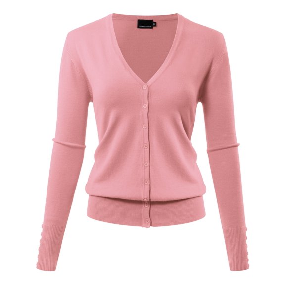 Allsense Women's Long-Sleeve Lightweight V-Neck Cardigan Sweater, Dusty Pink, Medium