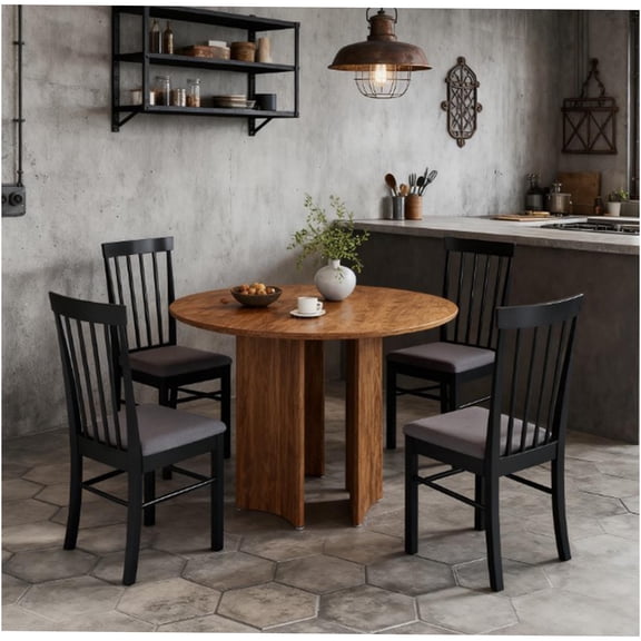 JERFIT 2-Pack Upholstered Dining Chairs, Modern Farmhouse Kitchen Side Chairs with Padded Seat, Solid Wood Frame, Armless Design for Dining Room, Black and Grey