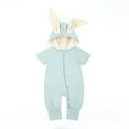 thumbnail image 3 of OGLCCG Newborn Infant Hoodie Playsuit Jumpsuits Cute Rabbit Ears Short Sleeve Onesie Romper Casual Zip Up Outfit Clothes for Baby Girl Boy 0-18M, 3 of 5