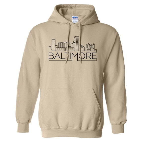 Skyline Baltimore Maryland Hoodie Sweatshirt Unisex 3X-Large Sand