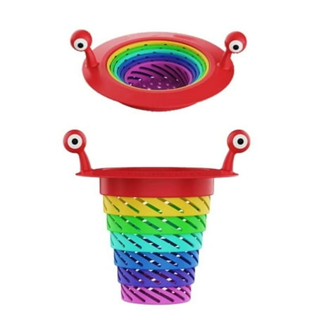 

VSSSJ Kitchen Sink Telescopic Filter Rainbow Floor Drainer Universal Anti-Clogging Sink Disposal Stopper Perforated Composite Basket Drain Filter Sieve