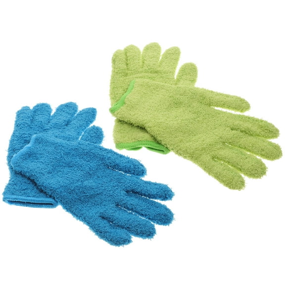 4-Pack Microfiber Dusting Gloves Coral Fleece for Home and Car Cleaning, Soft and Reusable, 9.06 x 3.94 x 0.39 Inches