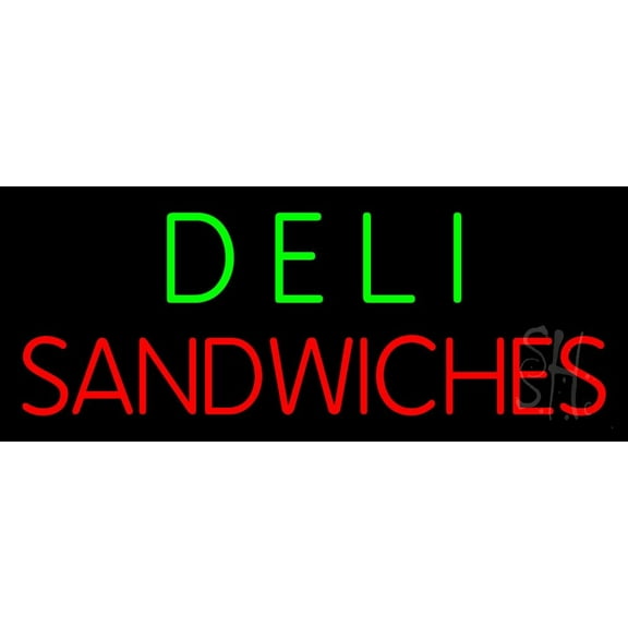 Deli Sandwiches LED Neon Sign 13 x 32 - inches, Black Square Cut Acrylic Backing, with Dimmer - Bright and Premium built indoor LED Neon Sign for restaurant window and interior decor.