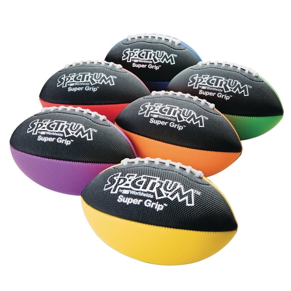 S&S Worldwide Super Grip Youth Football Set of 6. Colorful Set of Footballs Features a Tacky, Textured Foam Vinyl Surface. 8-1/2" Long Balls Are Easy for Kids 6 and Over to Grip!