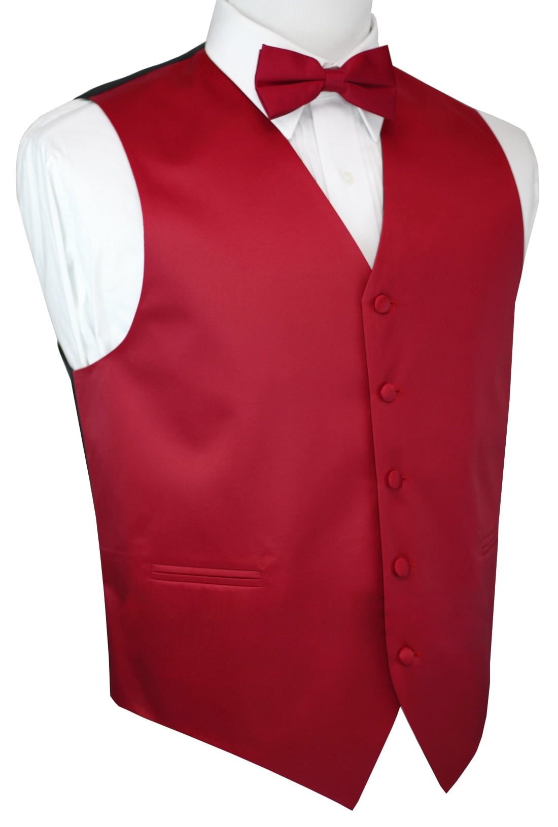 New Men's Tuxedo Vest Waistcoat_Necktie Bowtie& Hankie Set Plaid Red formal 