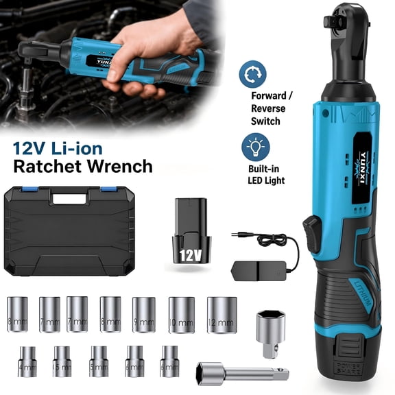 12V Cordless Right Angle Electric Ratchet Wrench for Auto Repair & DIY Use