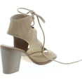 thumbnail image 5 of Soda RACE Women's Stylish Lace Up Gladiator Cage Low Chunky Block Heel Sandal - Natural Suede, 5 of 7