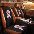thumbnail image 3 of Eheartsgir Pink Ribbon Rose Car Front Seat Covers, 2 Pack Breathable Quilted Polyester Non Slip Seat Protectors for Auto Interior Decor, 3 of 7
