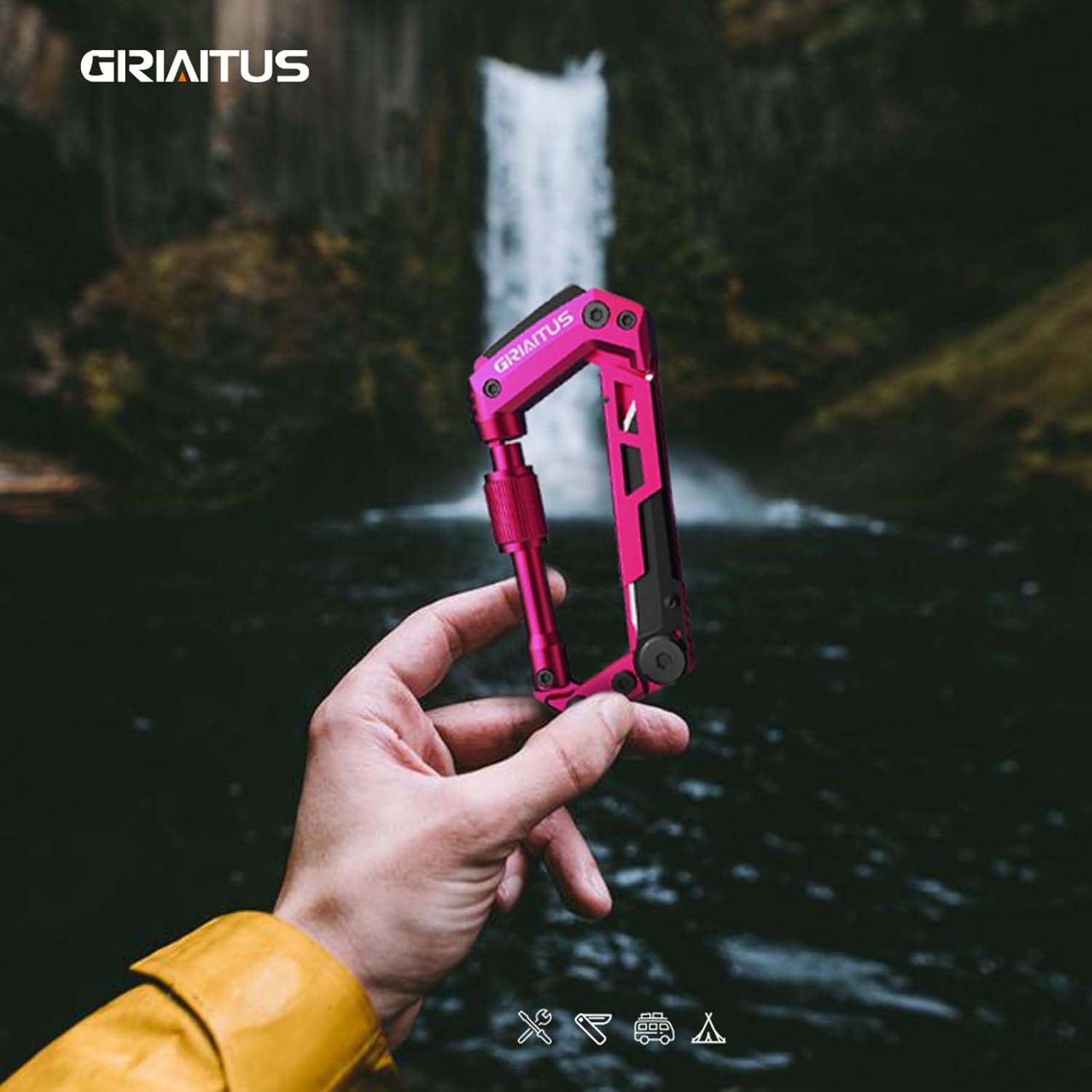 LABAKUI-Dark Pink Color Multitool Carabiner EDC Pocket Knife Gifts for Women