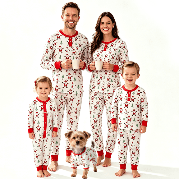 RUINIXCW Family Christmas Pajamas Matching Set Xmas Outfit Holiday Jammies for Adult Toddler Baby Button Long Sleeve Santa Tree Tops Pants Sleepwear