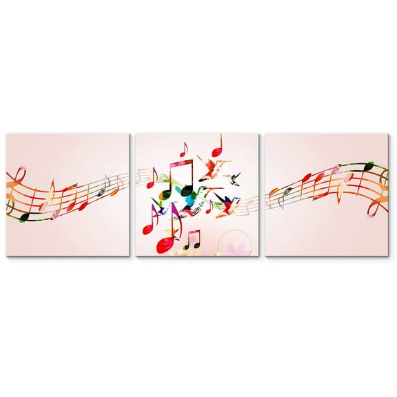 wall26 3 Panel Canvas Wall Art Music Note Pictures Home Wall Decorations for Bedroom Living Room Paintings Canvas Prints Framed - 24" 24" x3 Panels