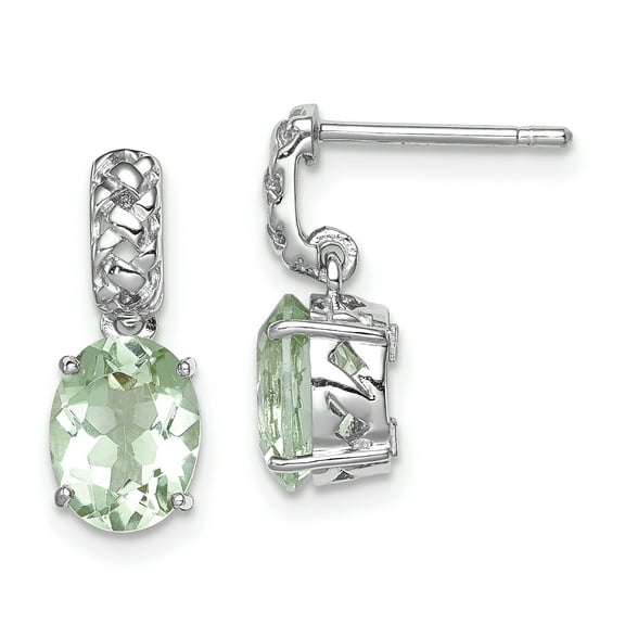 Primal Silver Sterling Silver Rhodium Green Quartz Earrings