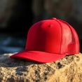 thumbnail image 3 of Falari Trucker Hat 2-Piece Set, 6 Panel, Cotton Mesh, Adjustable Size Baseball Cap - Red & Red, 3 of 7