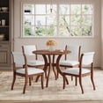 thumbnail image 5 of Walnut Finish Upholstered Dining Chairs Set of 2 - Traditional Fabric Side Chairs, 5 of 6