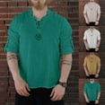 thumbnail image 5 of CENL Medieval Pirate Linen Top Shirt Men Nordic T-shirt Cosplay Lace-Up Tee, 5 of 9
