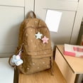 thumbnail image 2 of SGMVNU Backpack for School with Pendant Floral Print Middler High School Campus Backpacks Students Large Capacity Schoolbag, Khaki, 2 of 5
