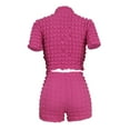 thumbnail image 6 of EHQJNJ Pink Outfits for Women Casual Fashion Set Shorts Set Stand Neck Zippered Cardigan Top Suit Shorts Two Piece Set Top and Shorts Set Plus Size Business Casual Outfits, 6 of 7
