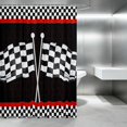 thumbnail image 2 of Erosebridal Checkered Flag Shower Curtain 72Wx78L, Racing Bath Curtain, Crossed Flags Black, 2 of 5