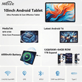 thumbnail image 3 of 10 inch Android 16 Tablet,12GB RAM 64GB ROM (TF 1TB),MTK6769 Octa-Core,5G WiFi Tablets,BT5.0, GPS Tableta,Face Unclock,21MP Camera,Google Certified,Online Learning Tablets with Keyboard Mouse Stylus, 3 of 13