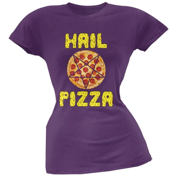 Hail Pizza Purple Soft Juniors T-Shirt - 2X-Large