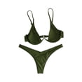 thumbnail image 2 of Minjewel Women's Sexy Push Up Underwire Bikini Set, Two Piece Swimsuit with Removable Pads for Support, Halter Neck and High Waist Design for Beach Swimwear,Army Green,M, 2 of 6