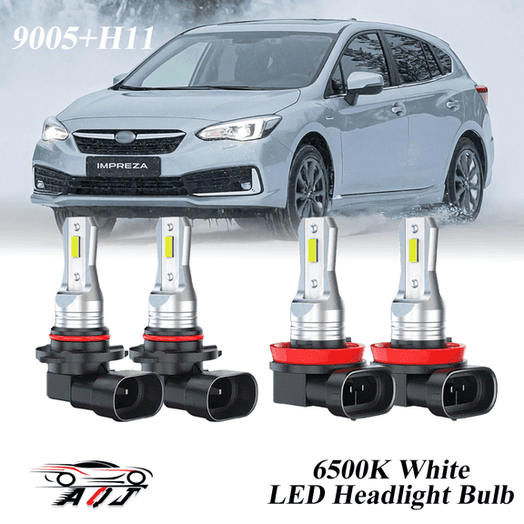 Compatible with Subaru Impreza 2008-2023 LED Headlight Bulbs KIT High Low Beam Combo (Pack of 4) , 6500K White 10,000LM Super Bright, Plug and Play
