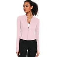 thumbnail image 6 of NELEUS Womens Athletic Jackets Zip Up Yoga Workout Jacket Short Coat Slim Fit With 2 Inner Pockets,Light Pink,US Size S, 6 of 9