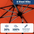 thumbnail image 5 of 9FT Outdoor Patio Umbrella with Double-Layer Vented Canopy, UPF 50+ UV Protection, 8-Rib Steel Frame, Crank & Tilt Mechanism, Detachable Pole, Backyard, Deck, or Poolside, 5 of 7