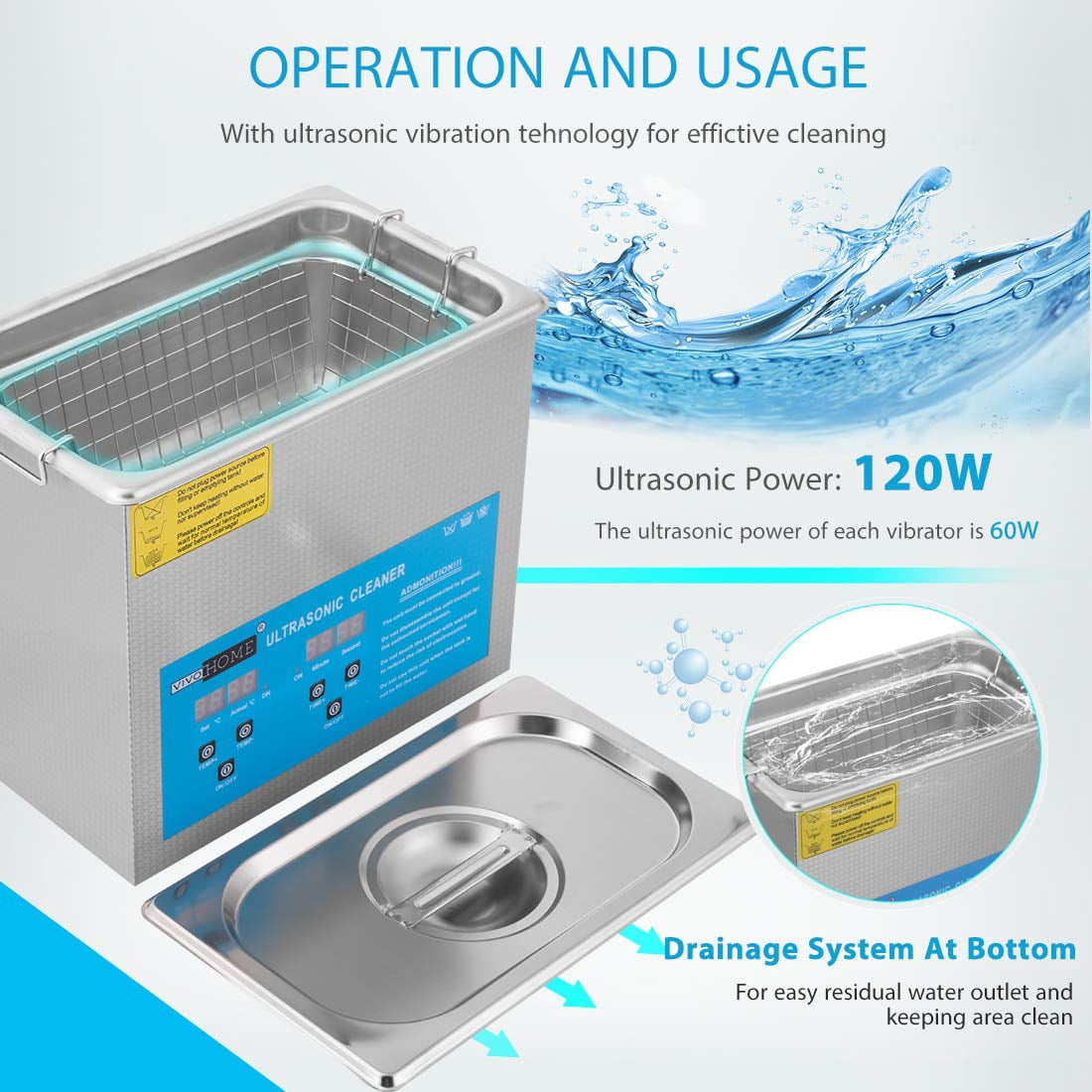 SPECSTAR Professional 3L Portable Touch Controllable Electric Ultrasonic Cleaner Machine with Digital Timer and Heater for Parts Jewelry Watch Coin Glass Circuit Board