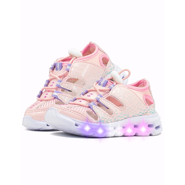 Sandalia Luces Rojo Arándano para Niña Casuales Antiderrapante rosa 14.5