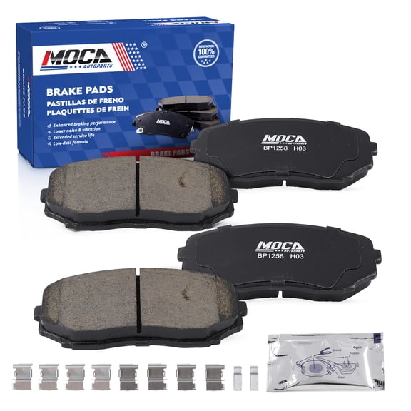 MOCA AUTOPARTS D1258 4x Front Brake Pads w/ Hardware Fit for 2019-2025 Mazda CX-5 2.5L & 2010-2011 Ford Edge 3.5L & 2010 Lincoln MKX 3.5L