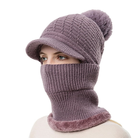 Hats for women Knit Scarf Integrated Slouchy Winter Hat Cute Outdoor Ear Cap