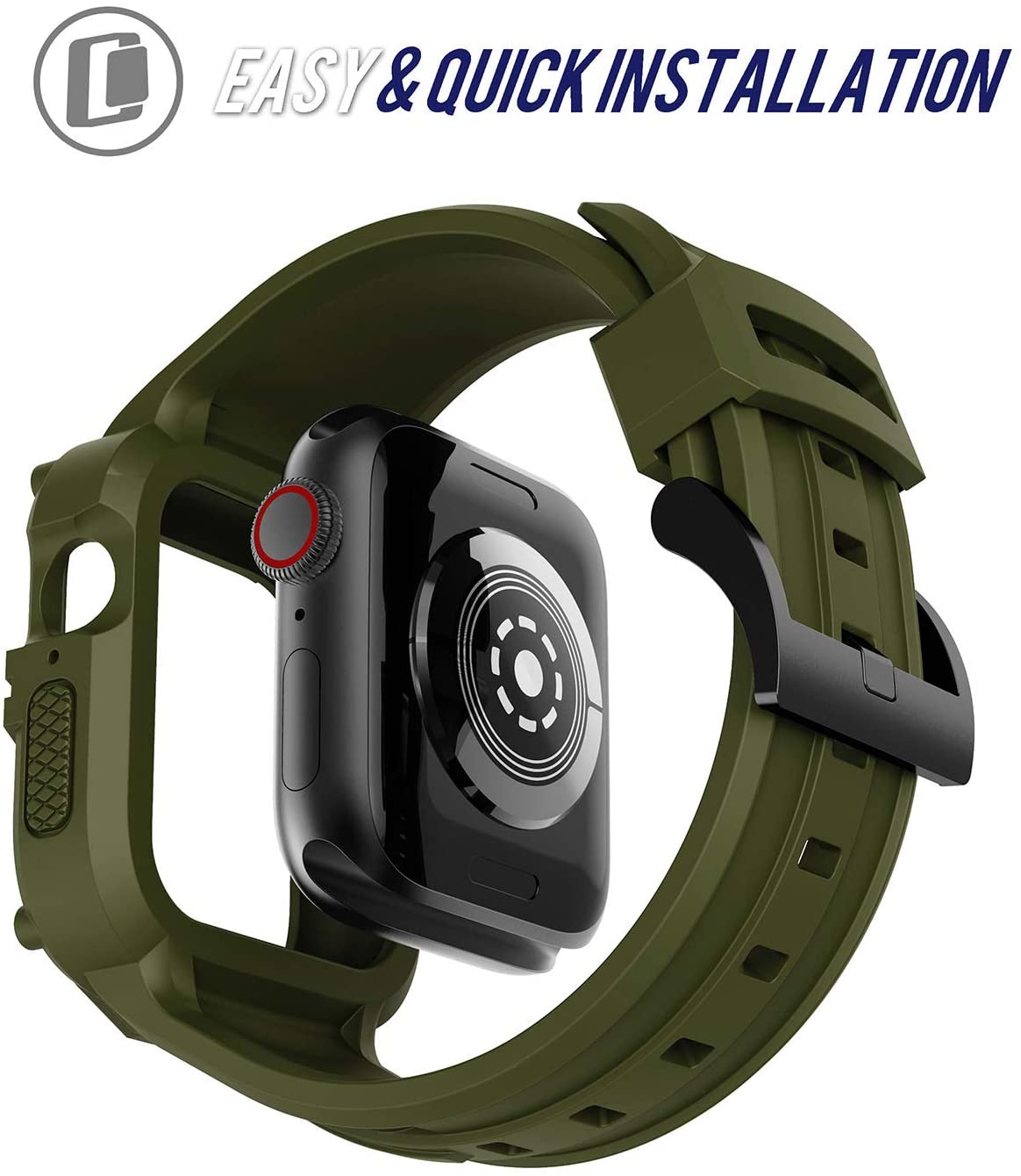 Band Compatible with Apple Watch Band 40mm 38mm Series 6 Series 5/4/SE  Series 3/2/1, TPU Rugged Band with Full Protection Case for Women/Men, Army  Green | Walmart Canada