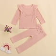 thumbnail image 4 of Girlâs  Solid Color Ruffles Long Sleeve Tops and Long Pants 2-7T, 4 of 10