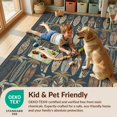 thumbnail image 4 of Design&I 8'x10' Washable Area Rug Surfboard Boho Print Stripe Border Nautical Vintage Charm Surf Flowing Dynamic for Dining Room, Large Office, Lounge, Snag-Free, 4 of 7