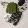 thumbnail image 4 of Enyan Toddler Baby Boy Fall Clothes Long Sleeve Letter Print Tops Camouflage Pants 2Pcs Kids Boys Winter Outfits（Green,3-4 Years）, 4 of 6