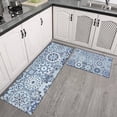 thumbnail image 2 of Blue Ethnic Geometric Pattern Kitchen Rugs Sets Of 2,Anti Fatigue Kitchen Mat Rugs Non Slip Washable,Decorative Kitchen Floor Mats for Kitchen,Sink,Laundry,17"x30"+17"x47", 2 of 7
