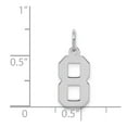 thumbnail image 2 of White Sterling Silver Charm Pendant 8 20 mm 4 Rhodium-Plated Small Polished Number, 2 of 2